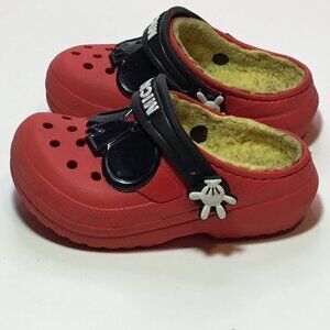 CROCS Mickey Mouse Red Lined Clogs Size C8 Children’s Kids Shoes